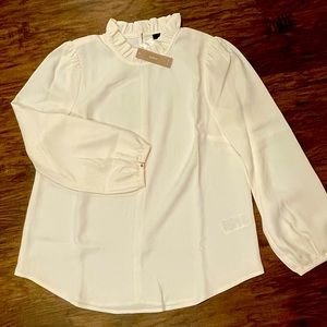 NWT J. Crew Ruffle-Neck Top in 365 Crepe